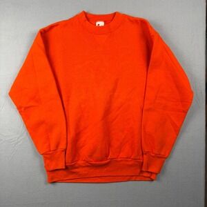 Vintage 90's Signal Mega Fleece Sweatshirt Mens L Orange Blank Crewneck USA Made